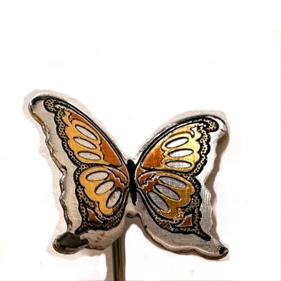 Vintage Reed & Barton Damascene Butterfly Stick Pin Lapel Hat Retro - Picture 2 of 3